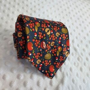 Saks Fifth Avenue Summer Fruit Tie Men's Silk Necktie Apples Cherries Peaches